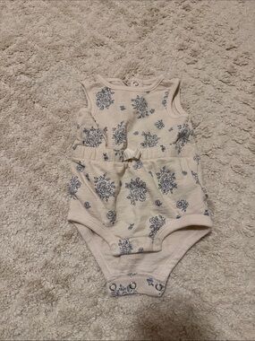 Cream Floral Baby One-Piece Romper